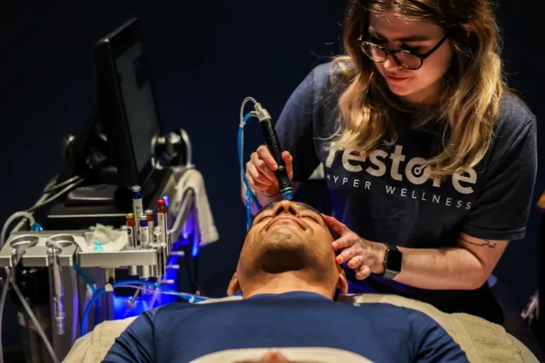 Man laying down during a treatment.